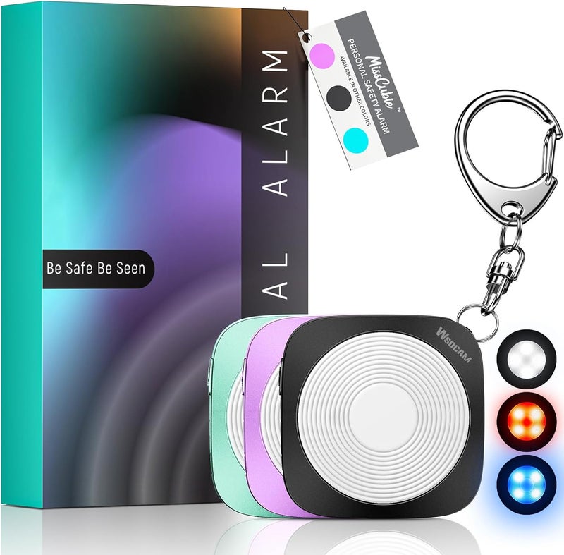wsdcam Personal Safety Alarm for Women, 130dB Loud Keychain Alarm with 3-Color LED Safety Light, Rechargeable Self Defense Keychain Personal Alarms for Women, MissCubie™GlowSafe Box (Black) - Image 1